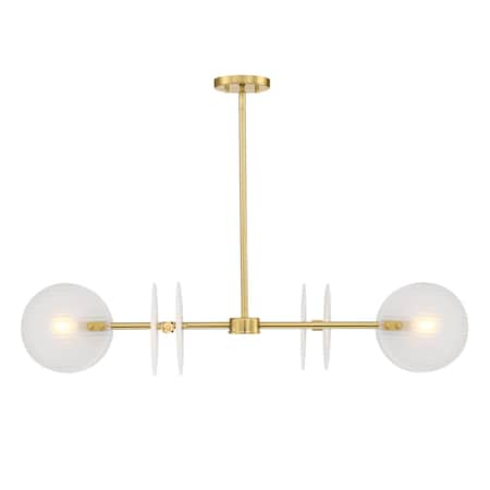 Designers Fountain Sky Fall 60 Watt 4-Light Brushed Gold Contemporary Island Light with Etched Fluted Glass Shades D311C-IS-BG